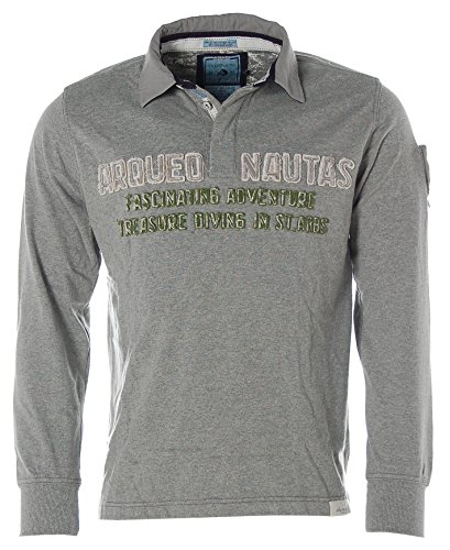 Arqueonautas® Polo-Pullover Longsleeve -Fascinating Adventure- Grau XL von ARQUEONAUTAS