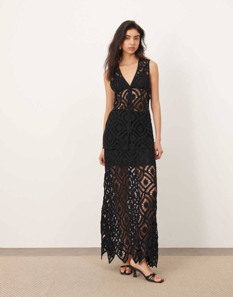 ARRANGE - A-Linien-Maxirock aus Häkelware in Schwarz, Kombiteil von ARRANGE