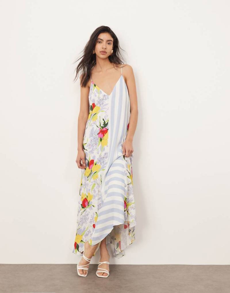 ARRANGE - Camisole-Midikleid mit Zipfelsaum und farblich abgesetztem Stoffbahnen-Print-Bunt von ARRANGE