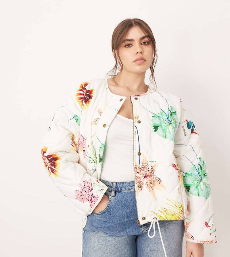 ARRANGE Curve - Gesteppte Bomberjacke mit botanischem Blumenmuster-Bunt von ARRANGE