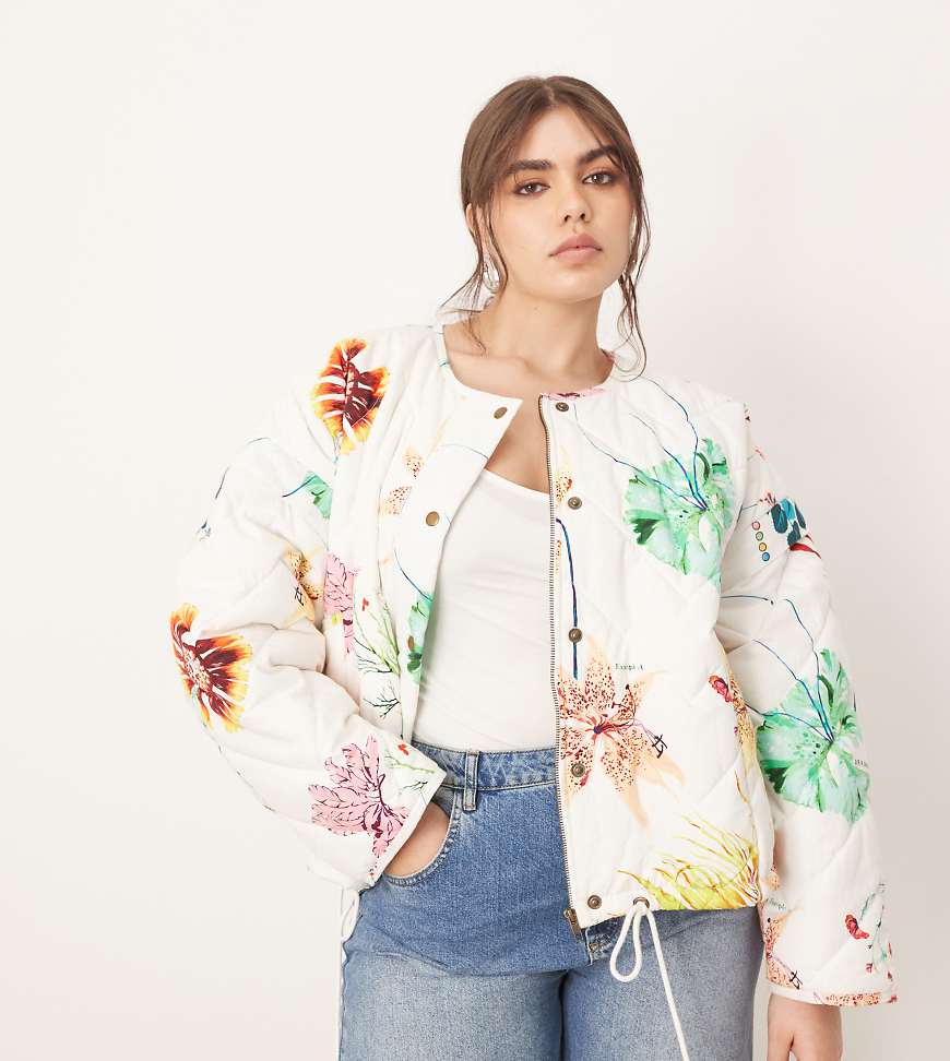 ARRANGE Curve - Gesteppte Bomberjacke mit botanischem Blumenmuster-Bunt von ARRANGE