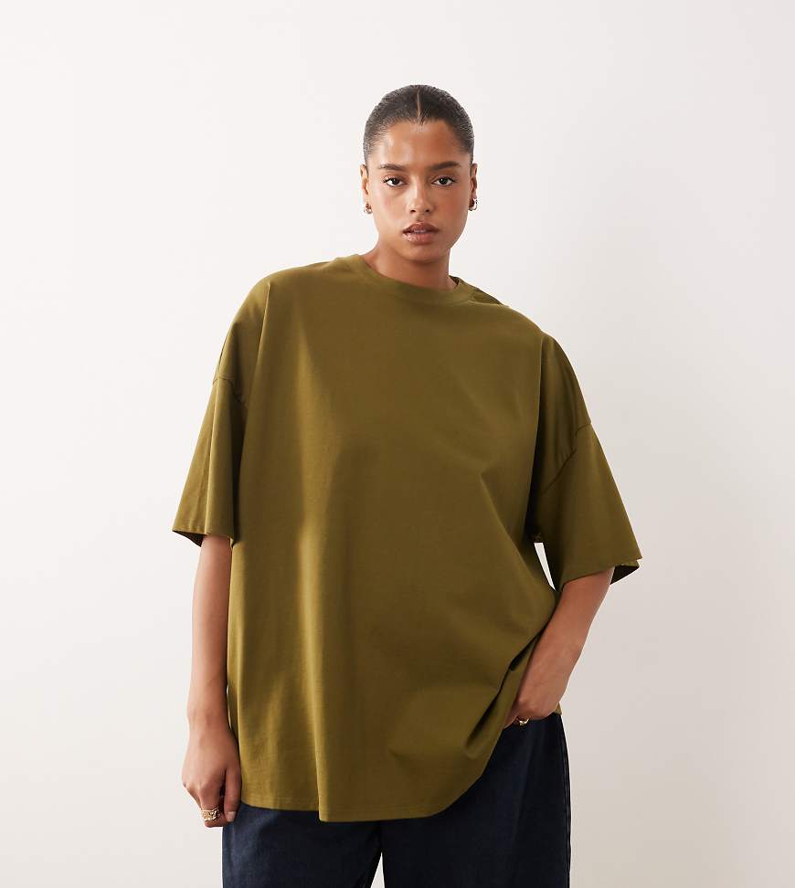 ARRANGE Curve - Hochwertiges, schweres Oversize-T-Shirt in Khaki-Grün von ARRANGE