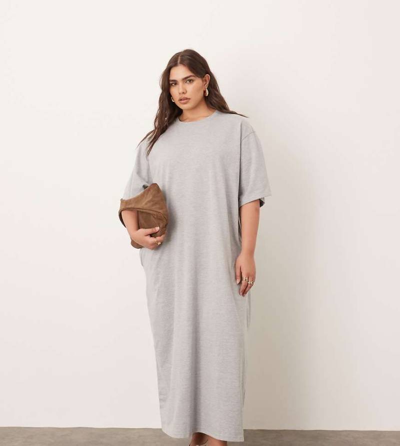ARRANGE Curve - Hochwertiges T-Shirt-Midikleid aus schwerem Material in meliertem Grau von ARRANGE