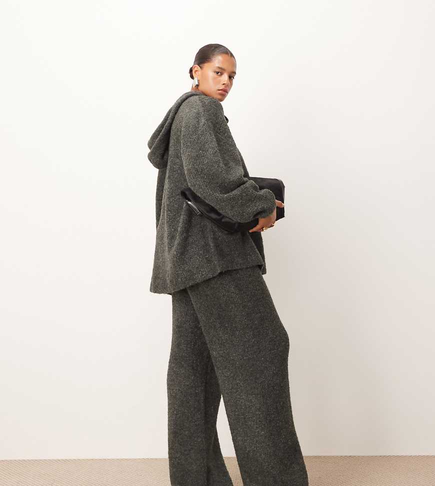 ARRANGE Curve - Hose in Anthrazit aus Bouclé-Strick mit geradem Bein, Kombiteil-Grau von ARRANGE