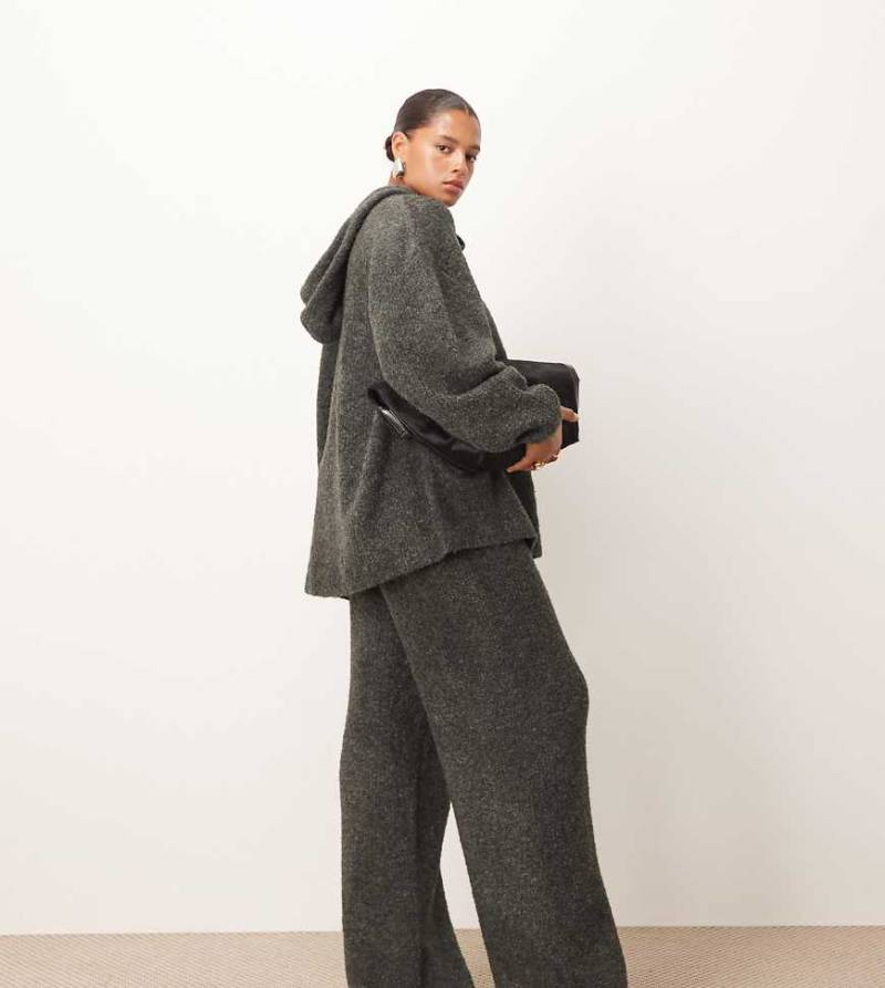 ARRANGE Curve - Hose in Anthrazit aus Bouclé-Strick mit geradem Bein, Kombiteil-Grau von ARRANGE