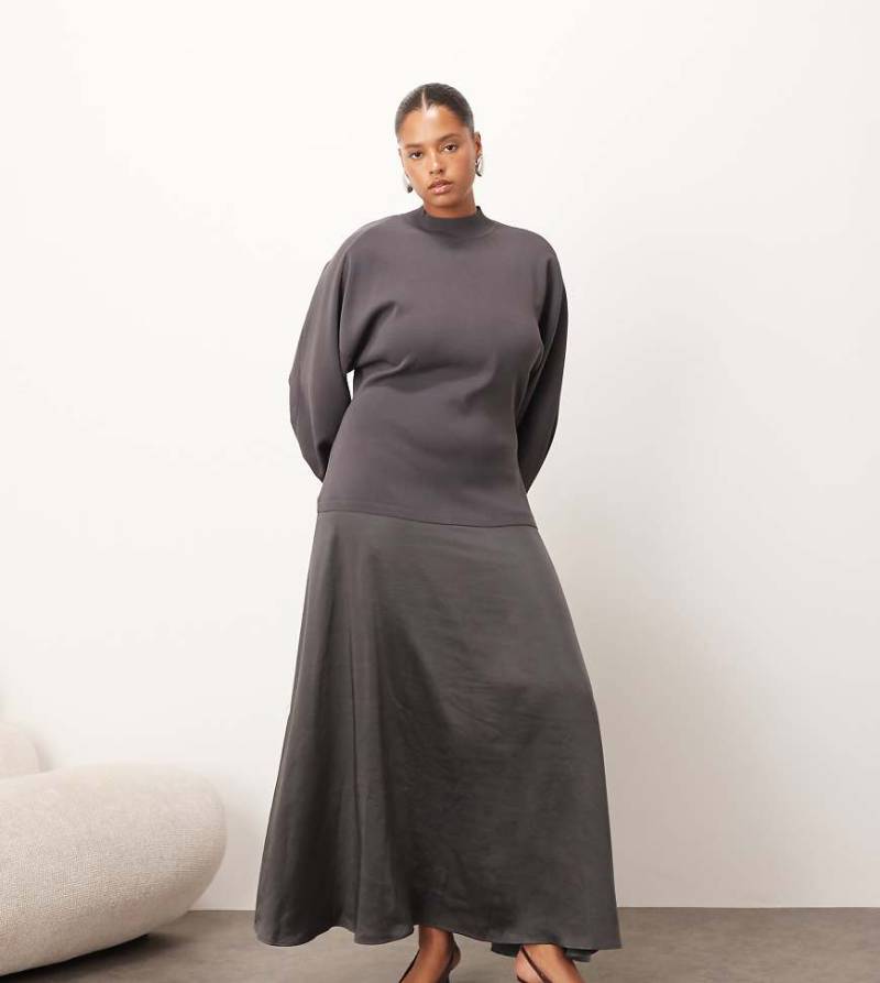 ARRANGE Curve - Hybrid-Maxikleid in Anthrazit mit geformten Ärmeln-Grau ARRANGE Curve - Hybrid-Maxikleid in Anthrazit mit geformten Ärmeln-Grau von ARRANGE