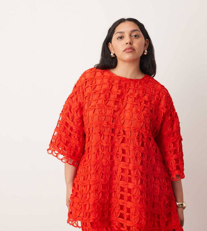 ARRANGE Curve - Oversize-T-Shirt in Rot mit Applikation, Kombiteil von ARRANGE