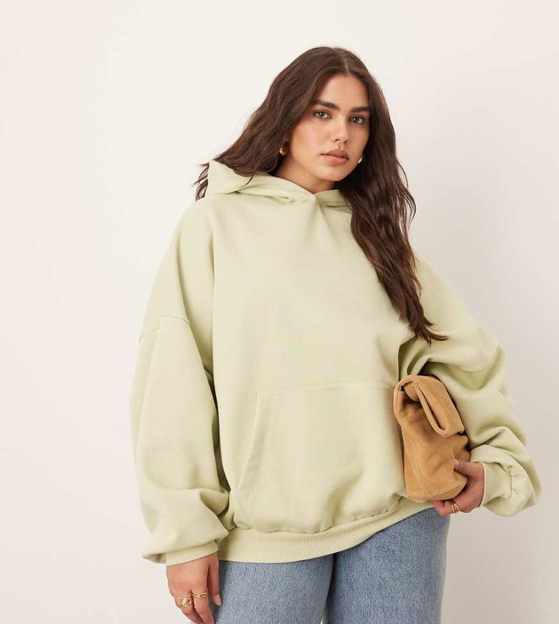 ARRANGE Curve - Schwerer, hochwertiger Oversize-Kapuzenpullover in Pistazie-Grün von ARRANGE