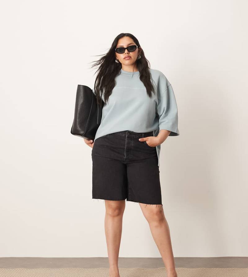 ARRANGE Curve - Wilson - Lockere Jeans-Shorts in verwaschenem Schwarz von ARRANGE