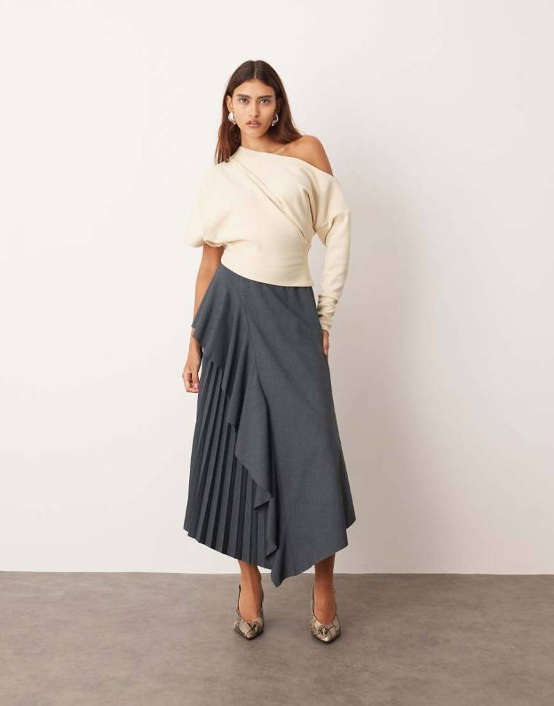 ARRANGE - Eleganter Rock mit Faltenmix in grau meliert von ARRANGE