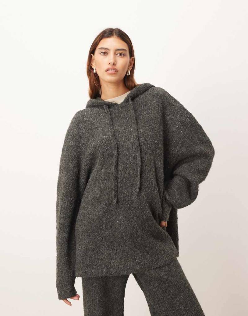 ARRANGE - Kapuzenpullover aus Bouclé in Anthrazit, Kombiteil-Grau von ARRANGE