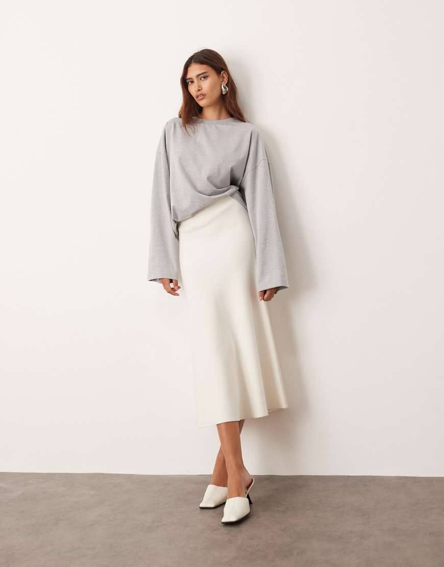 ARRANGE - Langärmliges Oversize-T-Shirt aus Baumwolle in Grau meliert von ARRANGE