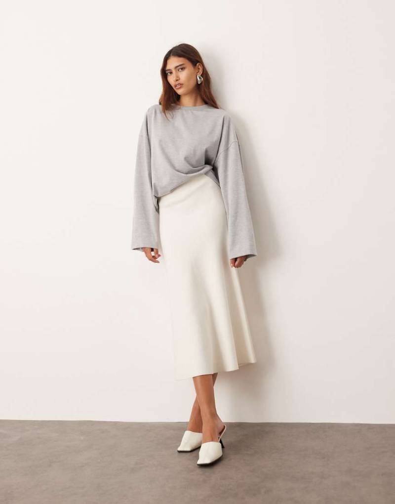 ARRANGE - Langärmliges Oversize-T-Shirt aus Baumwolle in Grau meliert von ARRANGE