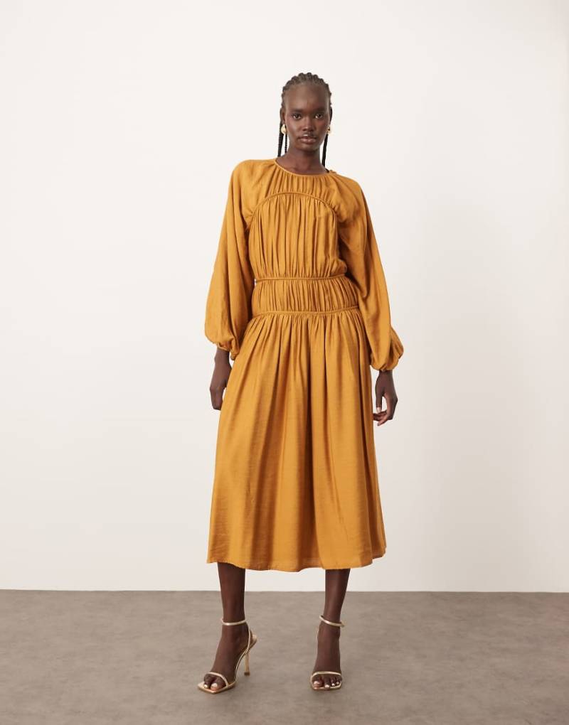 ARRANGE - Midi-Hängerkleid in Rostrot aus Baumwolle-Neutral von ARRANGE