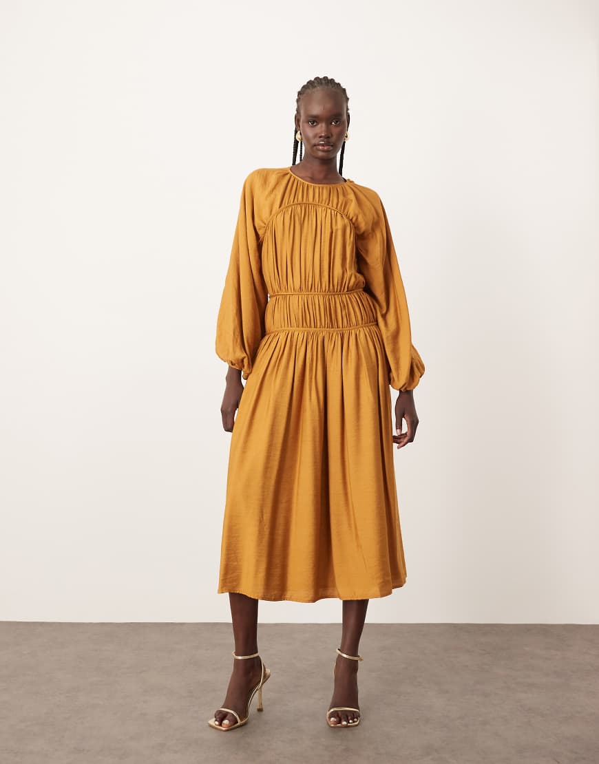 ARRANGE - Midi-Hängerkleid in Rostrot aus Baumwolle-Neutral von ARRANGE