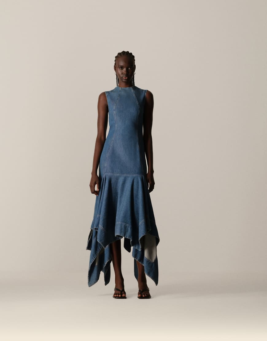 ARRANGE - Midi-Jeanskleid mit eckiger Form-Blau von ARRANGE