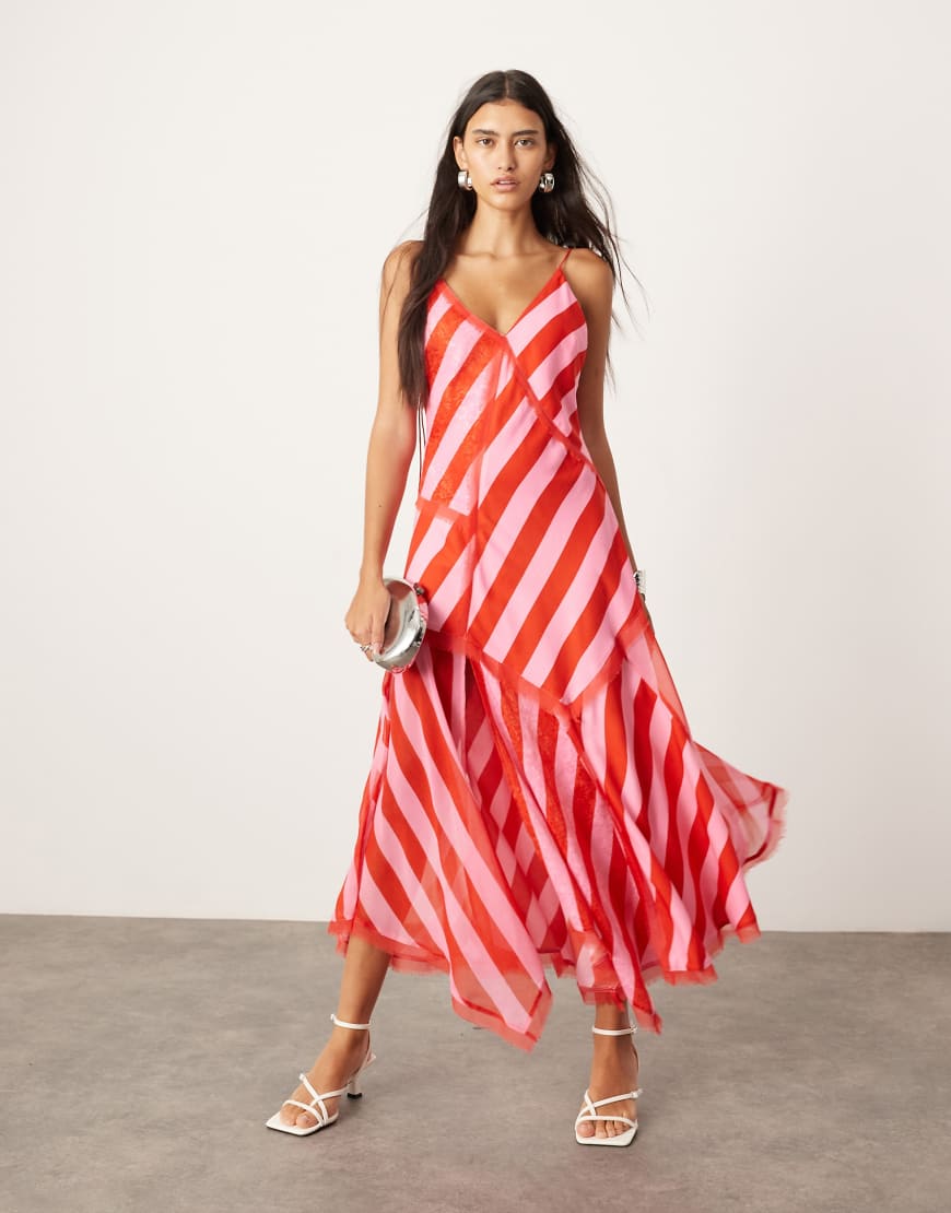 ARRANGE - Midi-Trägerkleid aus kontrastierendem Stoff mit Zipfelsaum und Blockfarben-Streifen-Bunt ARRANGE - Midi-Trägerkleid aus kontrastierendem Stoff mit Zipfelsaum und Blockfarben-Streifen-Bunt von ARRANGE