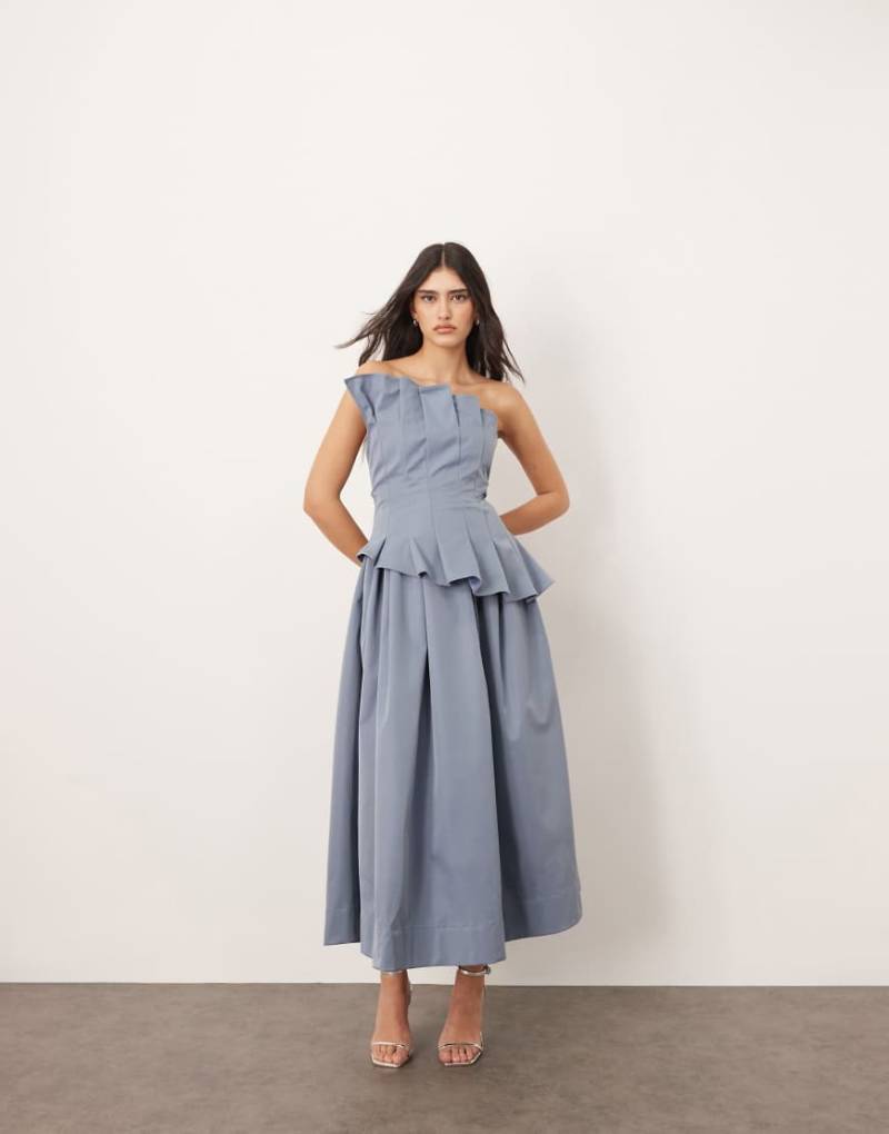 ARRANGE - Midikleid in Hellblau mit Korsett im strukturierten Falten-Design-Weiß von ARRANGE