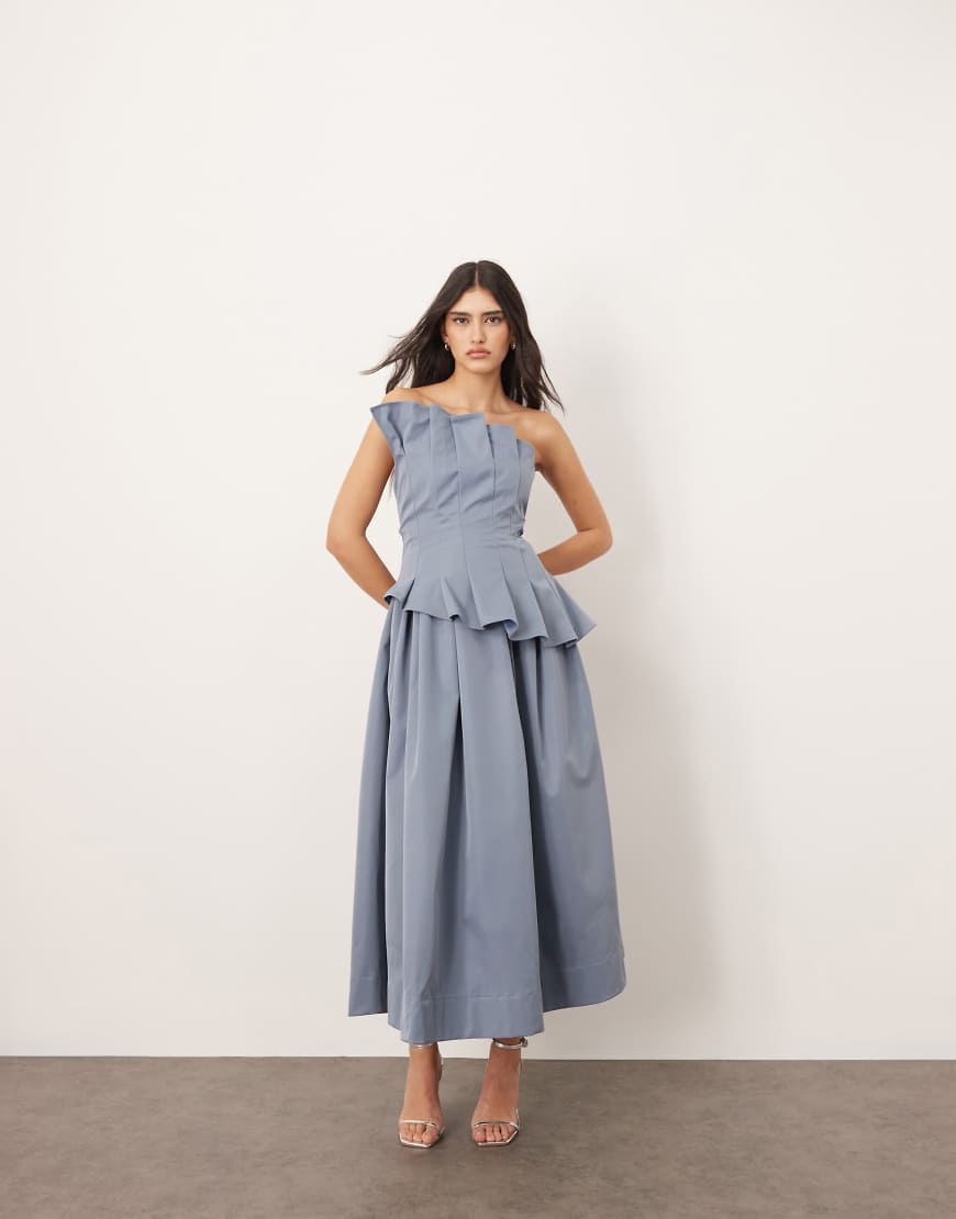 ARRANGE - Midikleid in Hellblau mit Korsett im strukturierten Falten-Design-Weiß von ARRANGE