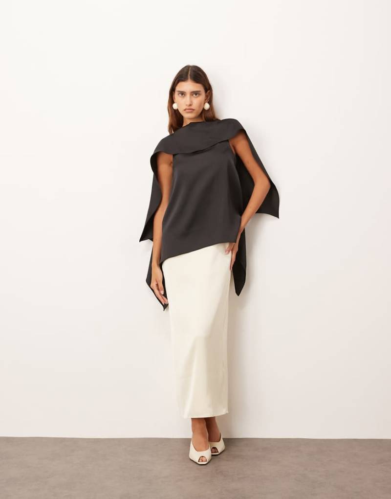 ARRANGE - Midikleid in Schwarz-Weiß mit Schalausschnitt, Colourblock-Design und eckigem, geradem Schnitt-Bunt von ARRANGE
