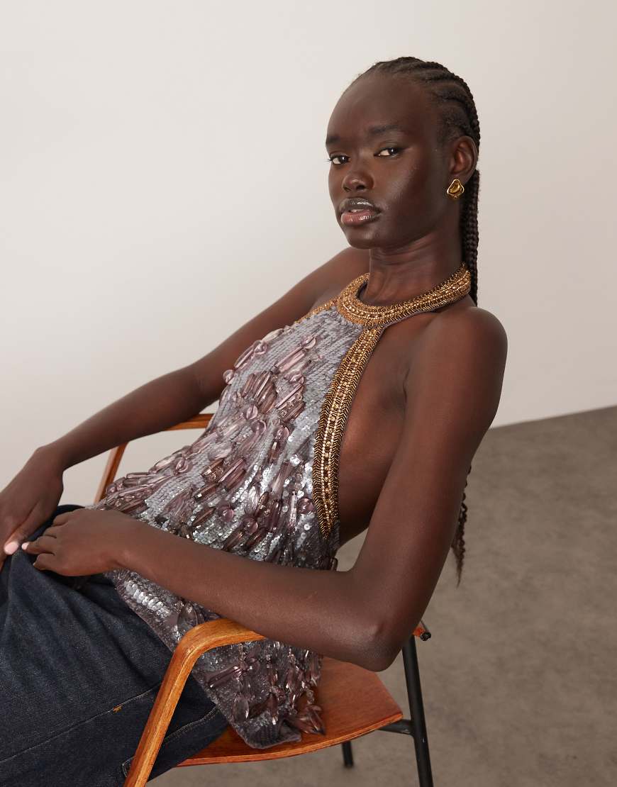 ARRANGE - Neckholder-Oberteil in Lila mit Verzierungen-Bunt von ARRANGE