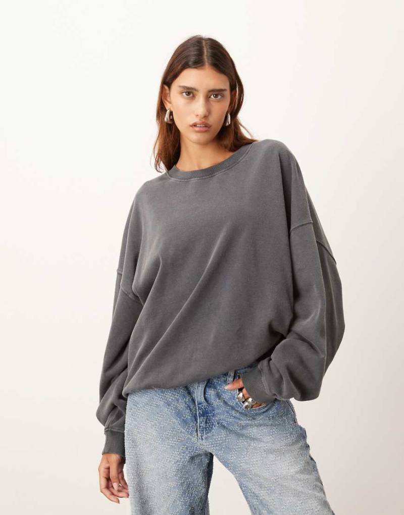 ARRANGE - Premium - Oversize-Pullover in Anthrazit mit Acid-Waschung-Grau von ARRANGE