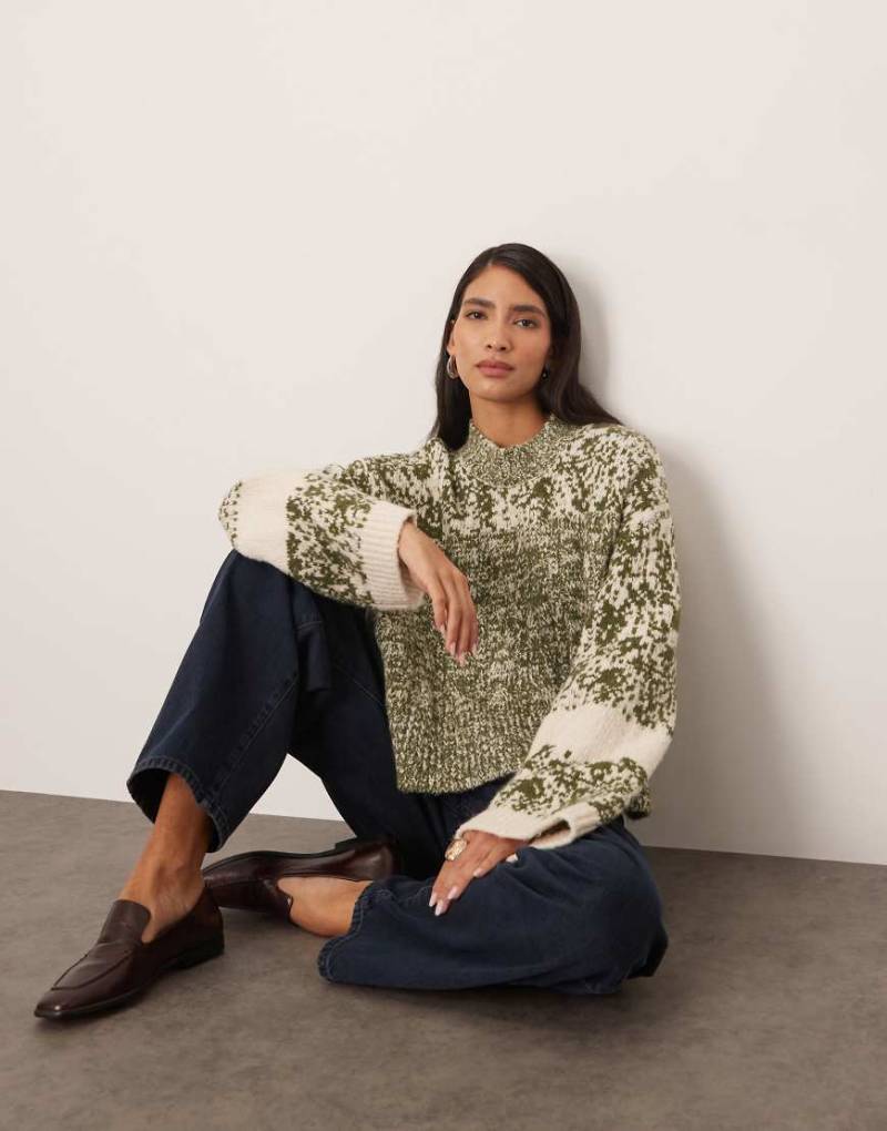 ARRANGE - Pullover aus Grobstrickmix in Grün und Cremeweiß-Bunt ARRANGE - Pullover aus Grobstrickmix in Grün und Cremeweiß-Bunt von ARRANGE