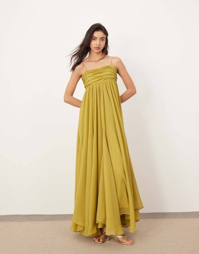 ARRANGE - Superlanges Trapez-Maxikleid in Chartreuse-Grün von ARRANGE