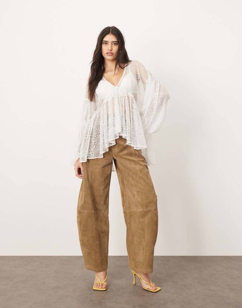 ARRANGE - Weite, durchsichtige Bluse in Hellblau aus zarter Spitze von ARRANGE