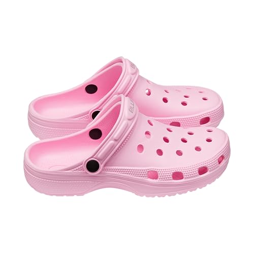 ARRIA AirClog Chunk & Classic Schuhe Unisex Leichte Slip-On Clogs mit 360° Komfort Atmungsaktiv Schnell Trocknende Anpassbare Charms für Reisen Strand Krankenschwestern Gym & Zuhause, Pink, Small von ARRIA