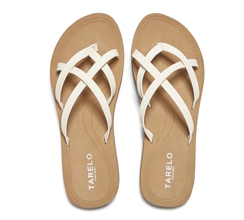 ARRIGO BELLO Flip Flops Damen Zehentrenner Aushöhlen Elegante Badelatschen PU Leder Sommer Hausschuhe Indoor Outdoor Beach Pool Größe 36-41 (11Beige, 39) von ARRIGO BELLO