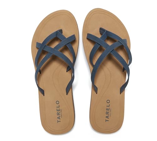 ARRIGO BELLO Flip Flops Damen Zehentrenner Aushöhlen Elegante Badelatschen PU Leder Sommer Hausschuhe Indoor Outdoor Beach Pool Größe 36-41 (11Blau,38) von ARRIGO BELLO