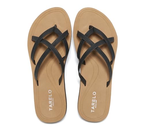 ARRIGO BELLO Flip Flops Damen Zehentrenner Aushöhlen Elegante Badelatschen PU Leder Sommer Hausschuhe Indoor Outdoor Beach Pool Größe 36-41 (11Schwarz,40) von ARRIGO BELLO