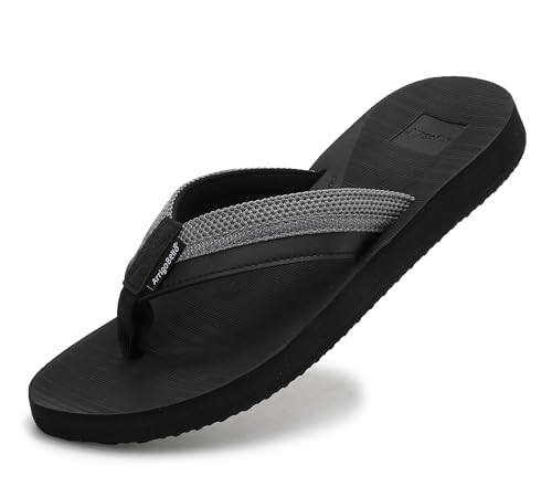 ARRIGO BELLO Flip Flops Herren Zehentrenner Sommer Rutschfestet Badelatschen Comfy Sandalen Indoor Outdoor Beach Pool Größe 41-46（Schwarz，44） von ARRIGO BELLO