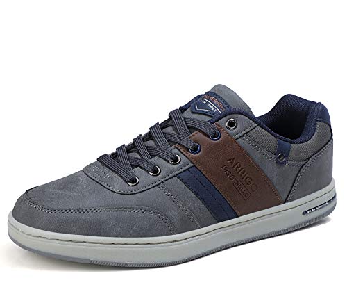 ARRIGO BELLO Freizeitschuhe Herren Sneaker PU Leder Walkingschuhe Atmungsaktive Athletic Formal Classic Sportschuhe 41-46, Grau S, Größe 44 von ARRIGO BELLO