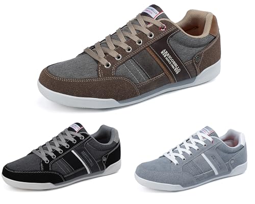 ARRIGO BELLO Freizeitschuhe Herren Sneaker PU Leder Walkingschuhe Atmungsaktive Athletic Formal Classic Sportschuhe Schuhgröße 41-46（BraunII，41） von ARRIGO BELLO