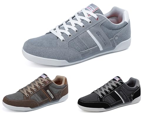 ARRIGO BELLO Freizeitschuhe Herren Sneaker PU Leder Walkingschuhe Atmungsaktive Athletic Formal Classic Sportschuhe Schuhgröße 41-46（GrauII，44） von ARRIGO BELLO