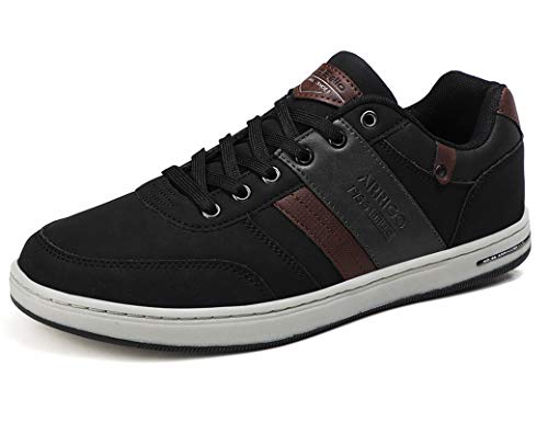 ARRIGO BELLO Freizeitschuhe Herren Sneaker PU Leder Walkingschuhe Atmungsaktive Athletic Formal Classic Sportschuhe Schuhgröße 41-46(Schwarz,Größe 45) von ARRIGO BELLO