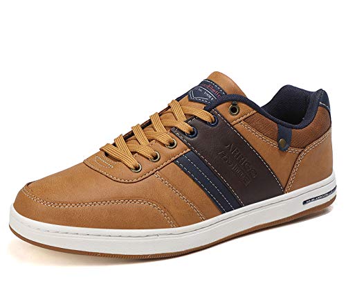 ARRIGO BELLO Freizeitschuhe Herren Sneaker PU Leder Walkingschuhe Atmungsaktive Athletic Formal Classic Sportschuhe Schuhgröße 41-46, T Braun, Größe 43 von ARRIGO BELLO