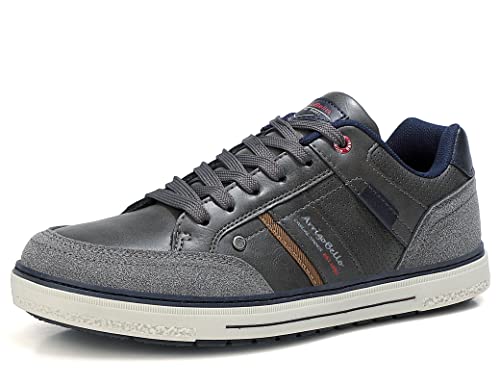 ARRIGO BELLO Freizeitschuhe Herren Sneaker Schuhe Leder Wanderschuhe Skateboard Atmungsaktiver Trainer Sportschuhe Laufschuhe Outdoor Walkingschuhe Größe 41-46(C4 Grau, Größe_45) von ARRIGO BELLO