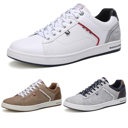 ARRIGO BELLO Sneaker Herren Schuhe Business Freizeitschuhe Leichte Trainers für Walking, Laufen, Sport Größe 41-46 (46, A_Weiße) von ARRIGO BELLO