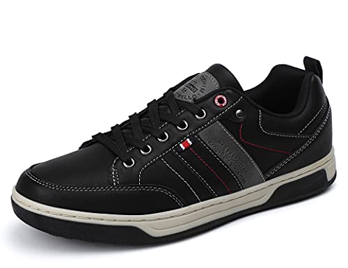 ARRIGO BELLO Freizeitschuhe Herren Sneakers Schuhe Walkingschuhe Leder Atmungsaktiver Laufschuhe Leichte Outdoor Größe 41-46 (C_Schwarz, 44) von ARRIGO BELLO