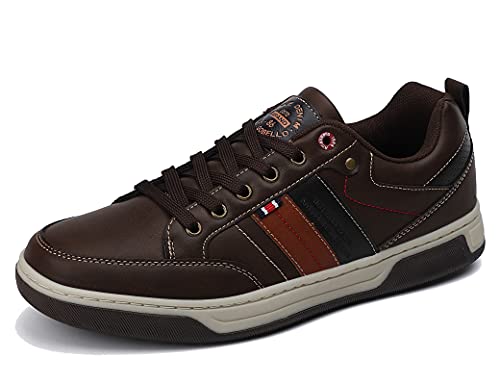 ARRIGO BELLO Freizeitschuhe Herren Sneakers Schuhe Walkingschuhe Leder Atmungsaktiver Laufschuhe Leichte Outdoor Größe 41-46 (D Braun, 44) von ARRIGO BELLO