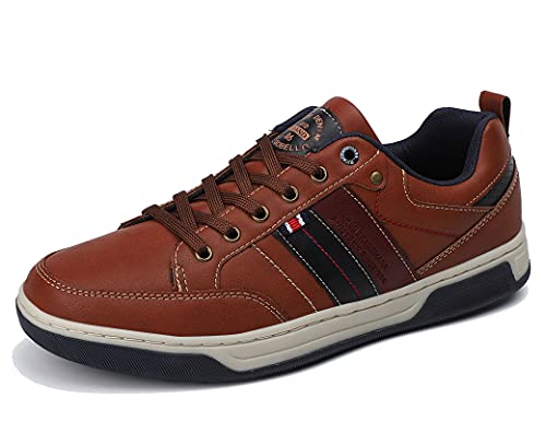 ARRIGO BELLO Freizeitschuhe Herren Sneakers Schuhe Walkingschuhe Leder Atmungsaktiver Laufschuhe Leichte Outdoor Größe 41-46 (B Braun, 44) von ARRIGO BELLO