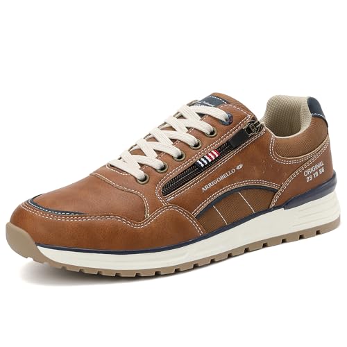 ARRIGO BELLO Herren Sneakers Freizeitschuhe Schuhe Wanderschuhe Laufschuhe Leichtgewicht Outdoor Gemütlich Größe 41-46(A-Braun, Größe 43) von ARRIGO BELLO