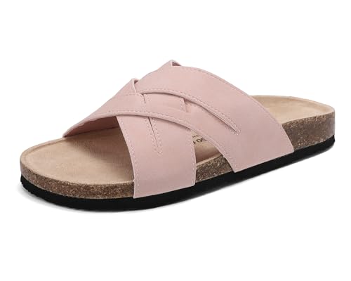 ARRIGO BELLO Pantoletten Damen Bequeme Leder Sandalen Mode rutschfeste Hausschuhe Arch Support Sommer Outdoor Badelatschen Größe 36-41(C Rosa,Größe 39) von ARRIGO BELLO