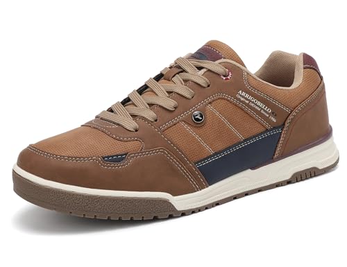 ARRIGO BELLO Schuhe Herren Sneaker Leather Freizeitschuhe Business Walkingschuhe Atmungsaktive Sportschuhe Größe 41-46 (A Braun, Größe_42) von ARRIGO BELLO
