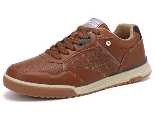 ARRIGO BELLO Schuhe Herren Sneaker Leather Freizeitschuhe Business Walkingschuhe Atmungsaktive Sportschuhe Größe 41-46 (B Braun, Größe_42) von ARRIGO BELLO