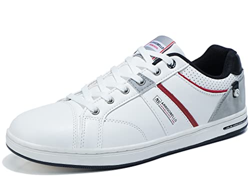 ARRIGO BELLO Sneaker Herren Freizeitschuhe Schuhe Sportschuhe Leder Mode rutschfest Outdoor Sneakers Größe 41-46 (A weiß,Size_42) von ARRIGO BELLO