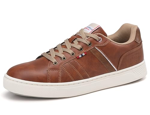 ARRIGO BELLO Sneaker Herren Freizeitschuhe Schuhe Sportschuhe Leder Mode rutschfest Outdoor Sneakers Größe 41-46 (H Braun,Size_44) von ARRIGO BELLO
